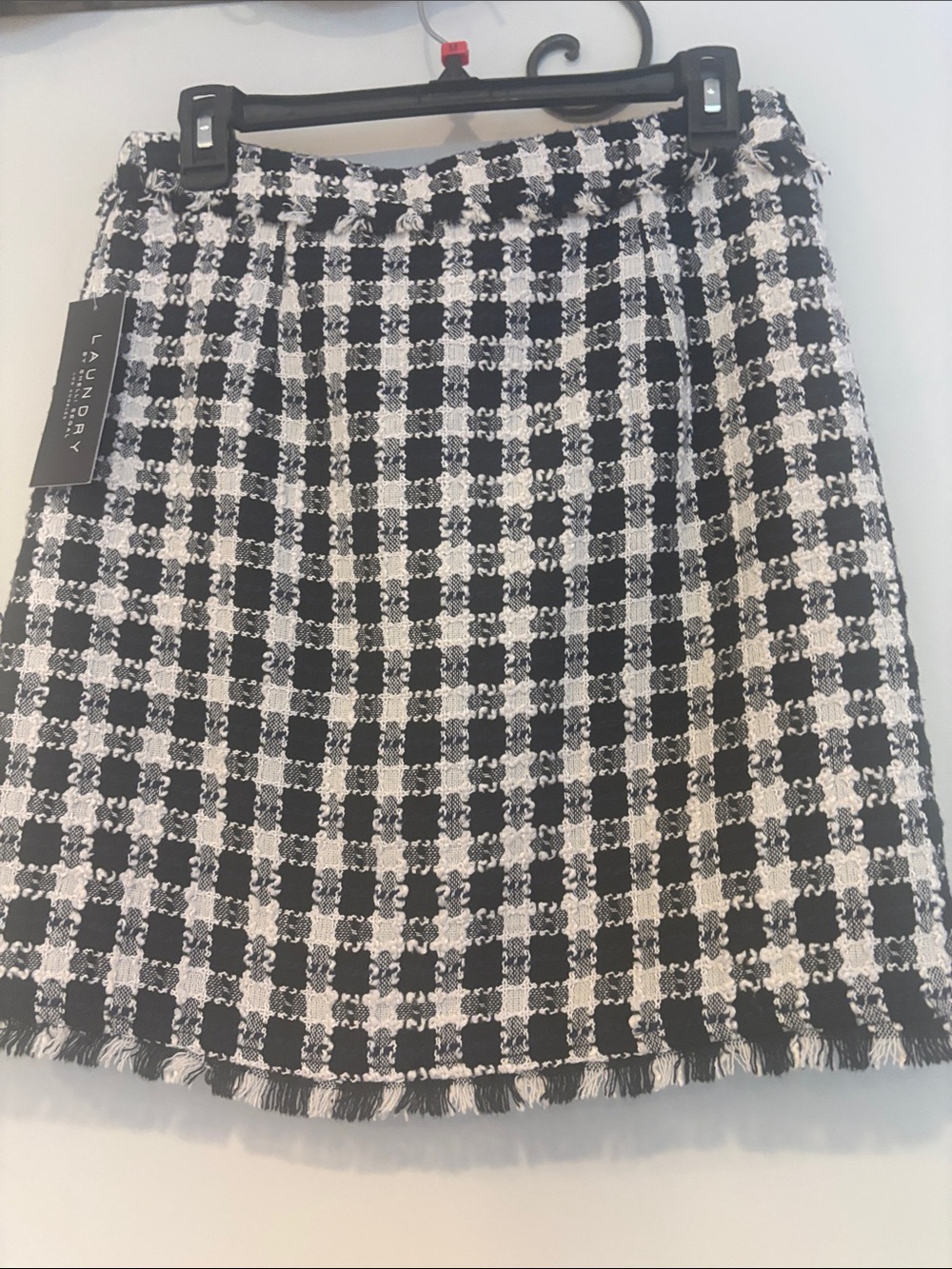 Laundry By Shelli Segal Black and White Tweed Button-Front Mini Skirt - Picture 7 of 9